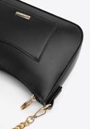 Műbőr bagett táska láncos pánttal, fekete, 97-4Y-624-P, Fénykép 4