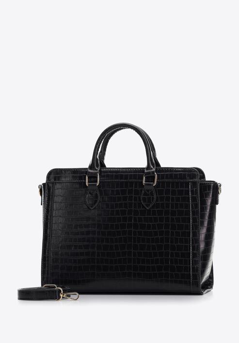 Műbőr krokodil textúrájú táska, fekete, 97-4Y-217-Z, Fénykép 2
