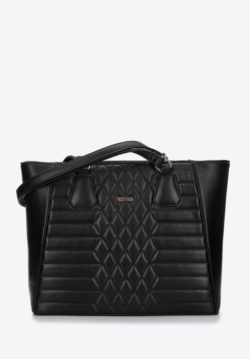 Műbőr steppelt shopper táska, fekete, 97-4Y-626-5, Fénykép 1