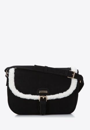 Műszőrme crossbody táska, fekete, 97-4Y-501-1, Fénykép 1