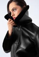 Műszőrmével bélelt női ökobőr kabát, fekete, 97-9W-001-9-XL, Fénykép 6