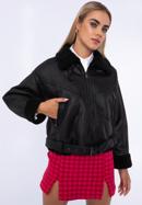 Műszőrmével bélelt női oversize kabát övvel, fekete, 97-9P-106-4-XL, Fénykép 18