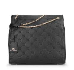 Női bőr shopper táska láncos pánttal, fekete, 93-4E-311-1, Fénykép 1