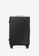 Nagy bőrönd ABS-ből átlós vonalakkal, fekete, 56-3A-743-30, Fénykép 1