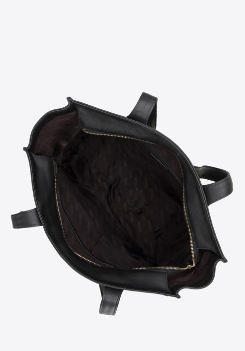 Nagy saffiano textúrájú bőr shoppertáska, fekete, 96-4E-004-9, Fénykép 4