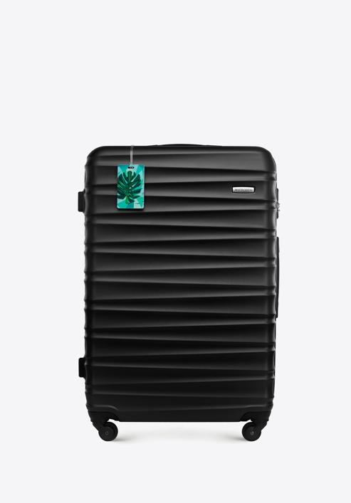 Nagyméretű bőrönd poggyászcímkével, fekete, 56-3A-313-55Z, Fénykép 1