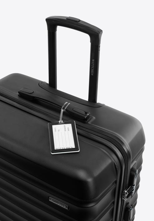 Nagyméretű bőrönd poggyászcímkével, fekete, 56-3A-313-55Z, Fénykép 2