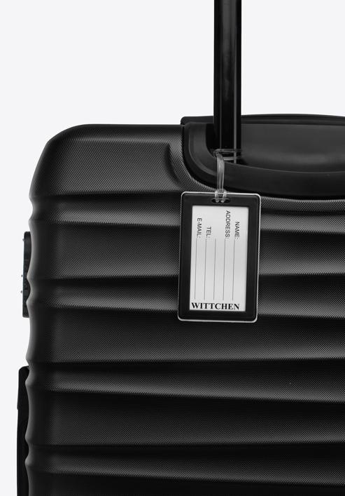 Nagyméretű bőrönd poggyászcímkével, fekete, 56-3A-313-55Z, Fénykép 3