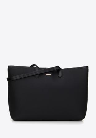Nagyméretű műbőr shopper táska, fekete, 98-4Y-500-1, Fénykép 1