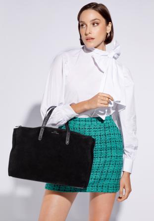 Nagyméretű női bőr táska kivehető tokkal, fekete, 95-4E-018-1, Fénykép 1