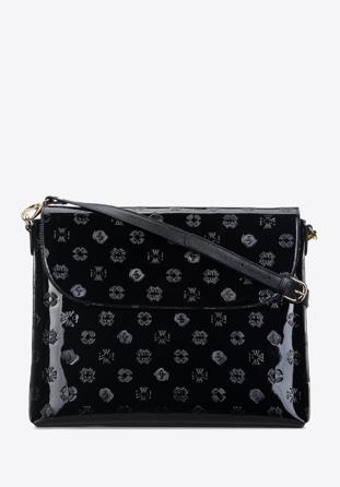 Nagyméretű női lakkbőr táska hosszú pánttal, fekete, 34-4-233-11, Fénykép 1