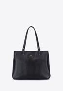 Szögletes női bőr shopper táska gyíkbőr textúrával, fekete, 15-4-239-1, Fénykép 2