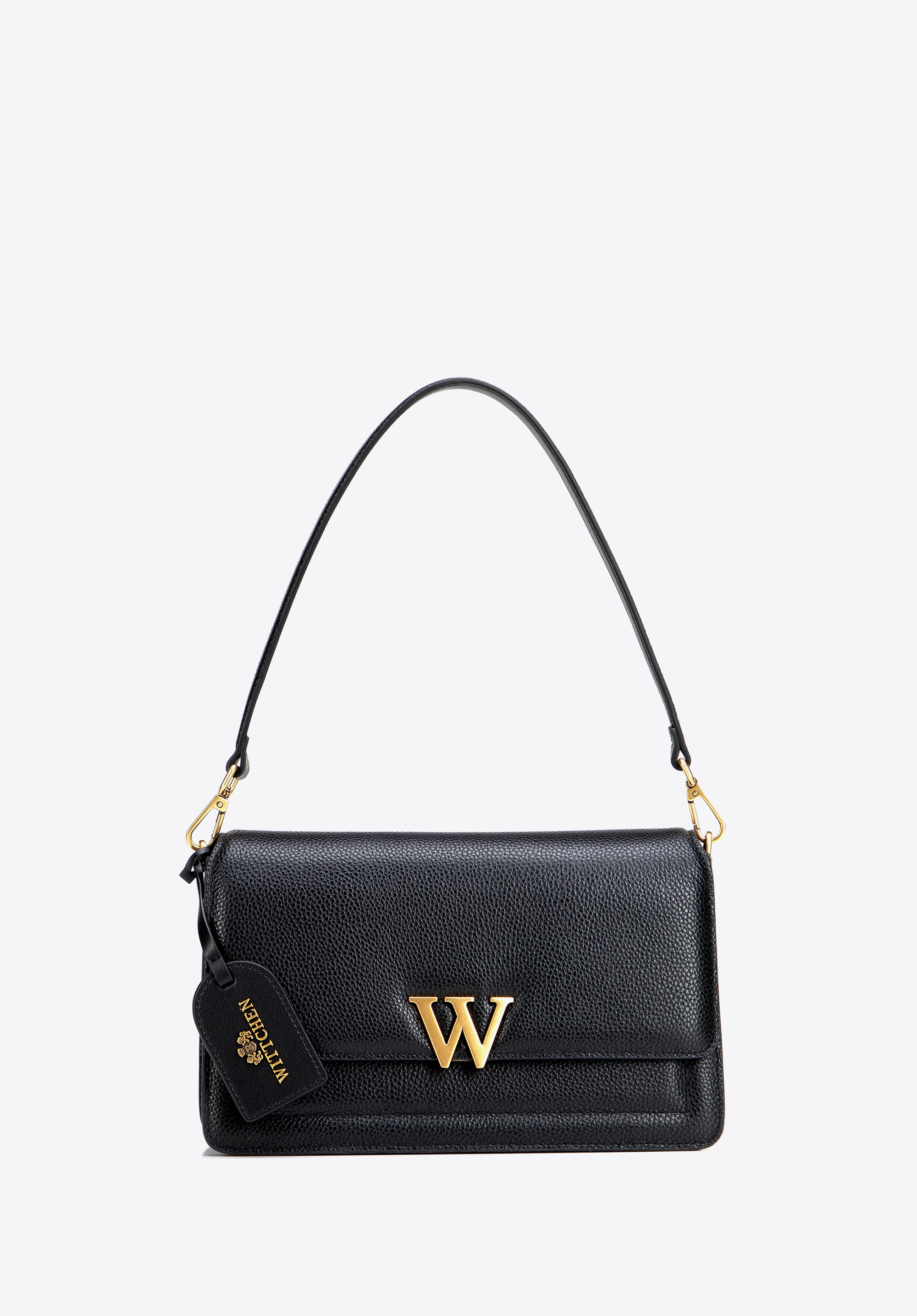 Női bőr crossbody táska díszes csattal, fekete, 102-4E-663-1, Fénykép 1