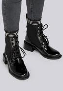 Női lakkbőr bakancs zokni szerű kiegészítéssel, fekete, 93-D-954-8-36, Fénykép 30