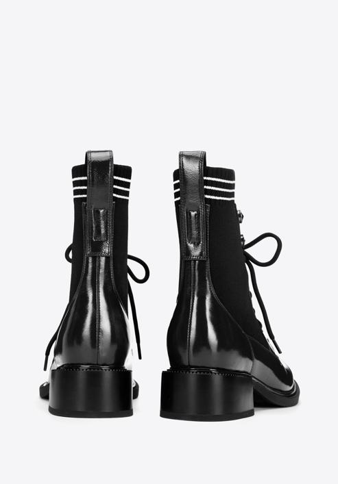 Női lakkbőr bakancs zokni szerű kiegészítéssel, fekete, 93-D-954-8-36, Fénykép 5