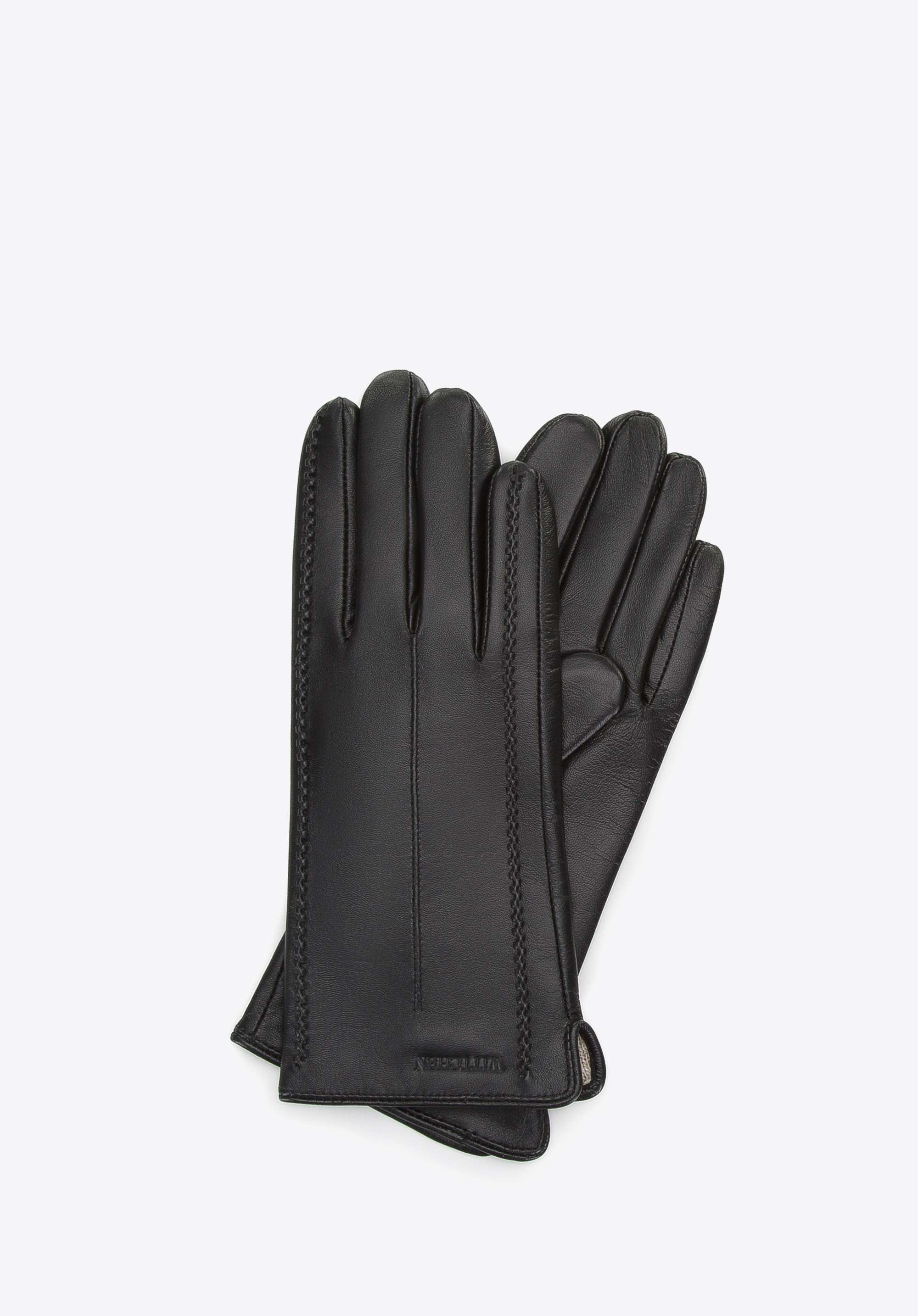 Női bőrkesztyű elegáns varrással, fekete, 44-6A-004-2-XS, Fénykép 1