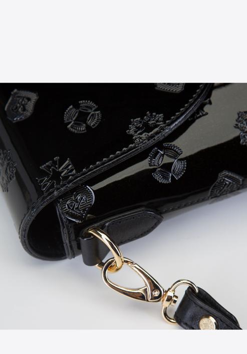 Női lakkozott bőr táska monogrammal és szalaggal, fekete, 34-4-233-0, Fénykép 6