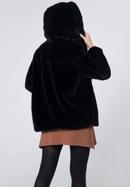 Női műszőrme oversize kabát kapucnival, fekete, 95-9W-100-1-3XL, Fénykép 5