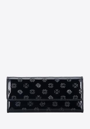 Női pénztárca, monogrammal dombornyomott lakkozott bőrből, fekete, 34-1-413-11, Fénykép 1