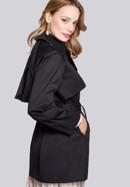 Női rövid kétsoros trendi kabát, fekete, 92-9N-400-1-2XL, Fénykép 5