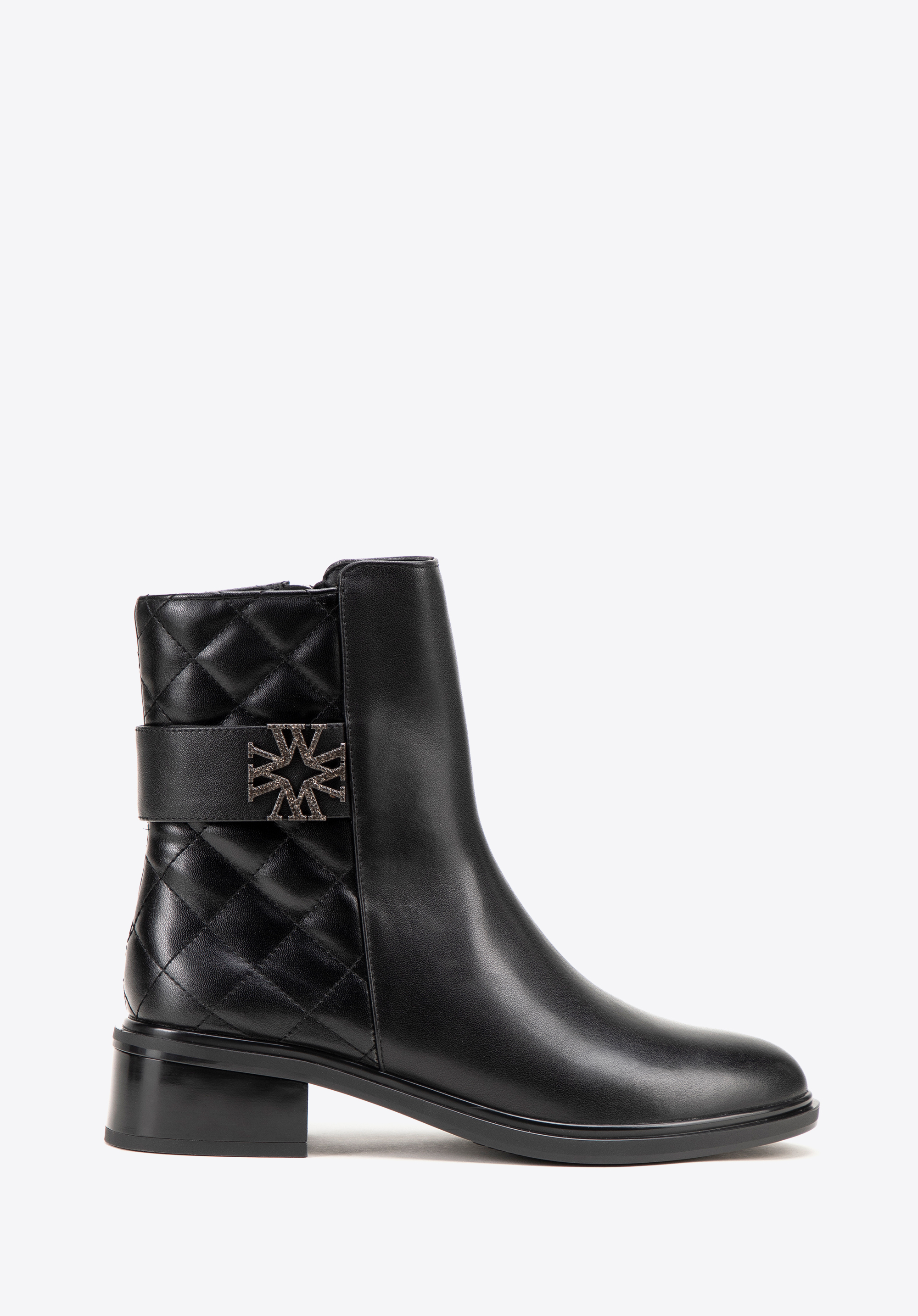 Női steppelt bőrcsizma, fekete, 99-D-506-1-37, Fénykép 1