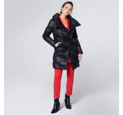 Női steppelt kabát magas gallérral, fekete, 95-9D-402-1-XS, Fénykép 1