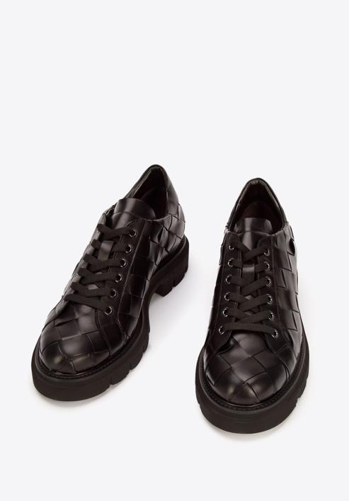 Női fonott bőrcipő, fekete, 93-D-110-1-37, Fénykép 2