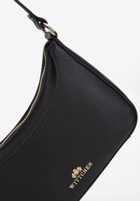 Női bőr bagett táska, fekete, 97-4E-021-3, Fénykép 4