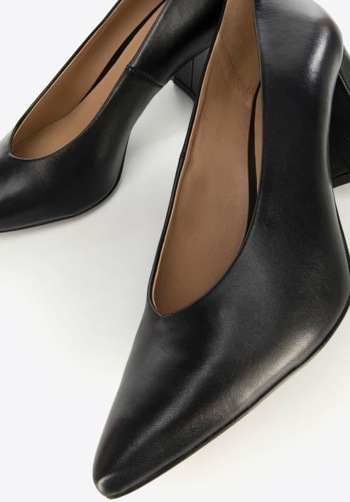 Női bőr magassarkú cipő, fekete, 94-D-802-1-39, Fénykép 7