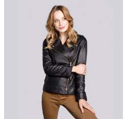 Női bőr motoros dzseki függőleges cipzárral, fekete, 92-09-604-1-2XL, Fénykép 1