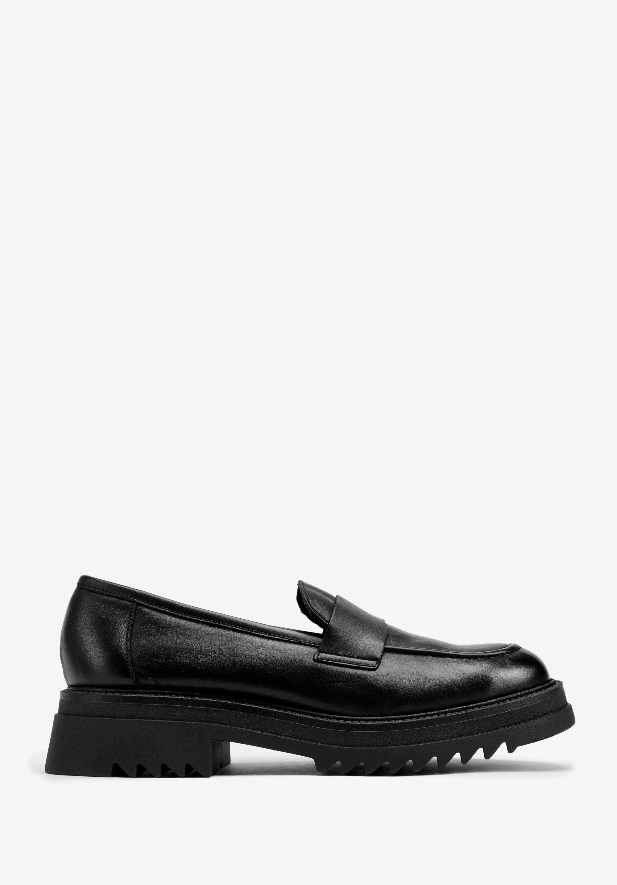 Női bőr platform loafer cipő, fekete, 97-D-302-1-39, Fénykép 1