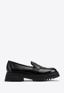 Női bőr platform loafer cipő, fekete, 97-D-302-3-37, Fénykép 1