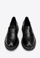 Női bőr platform loafer cipő, fekete, 97-D-302-3-37, Fénykép 3