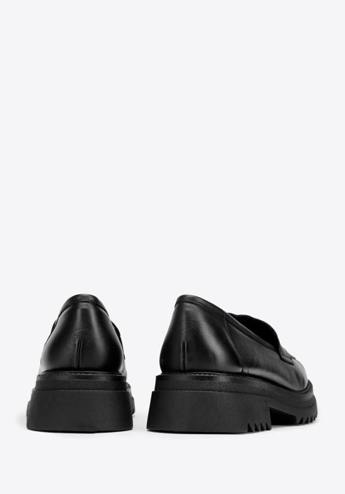 Női bőr platform loafer cipő, fekete, 97-D-302-3-37, Fénykép 4
