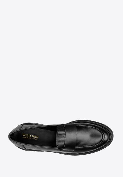 Női bőr platform loafer cipő, fekete, 97-D-302-3-37, Fénykép 5