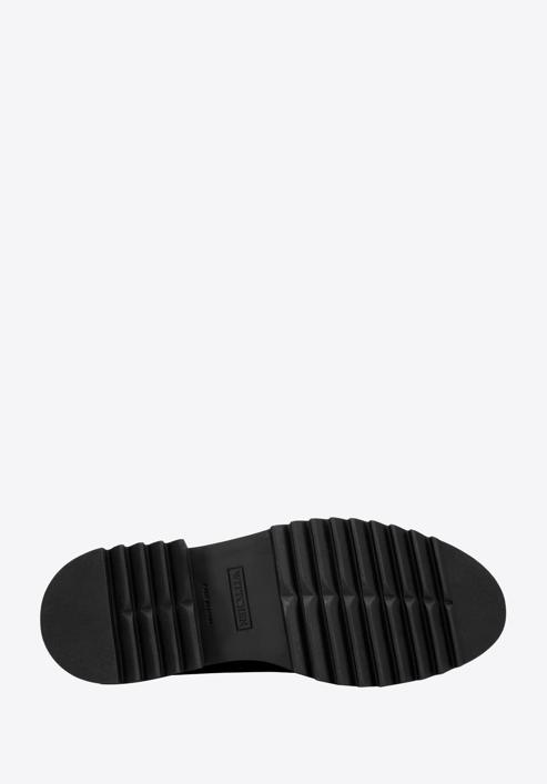 Női bőr platform loafer cipő, fekete, 97-D-302-3-40, Fénykép 6