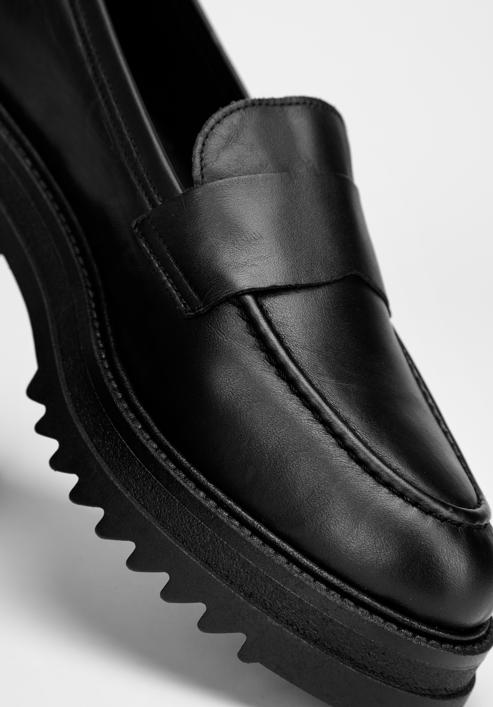 Női bőr platform loafer cipő, fekete, 97-D-302-1-37, Fénykép 7