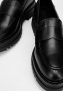 Női bőr platform loafer cipő, fekete, 97-D-302-3-37, Fénykép 8
