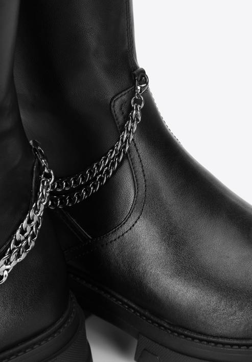 Női csizma levehető lánc díszítéssel, fekete, 97-D-502-1-41, Fénykép 7