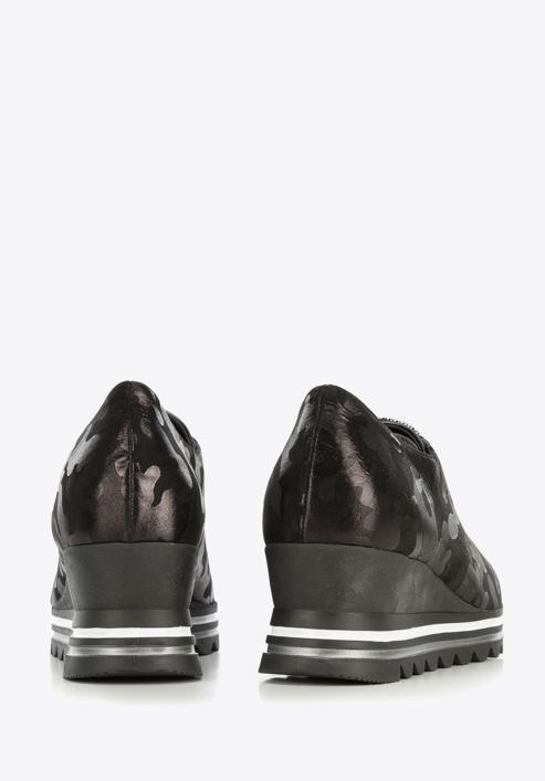 Női éktalpú, fémes fényű cipő, fekete, 95-D-651-1-36, Fénykép 4