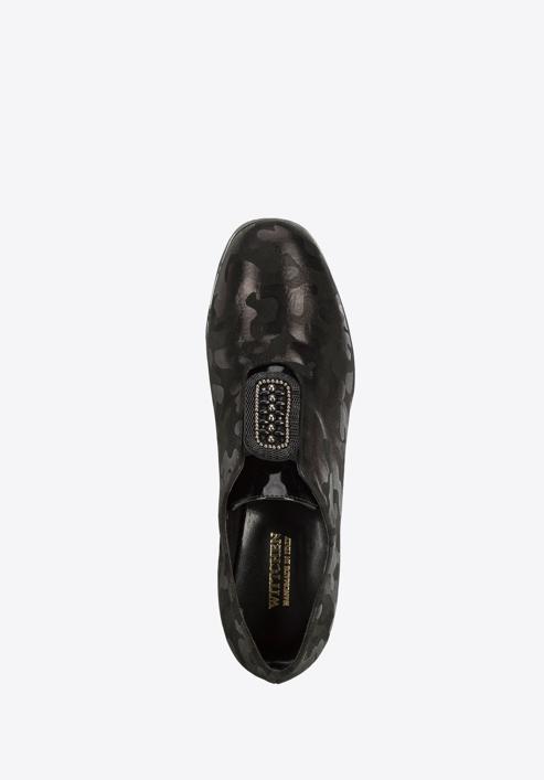 Női éktalpú, fémes fényű cipő, fekete, 95-D-651-1-36, Fénykép 5