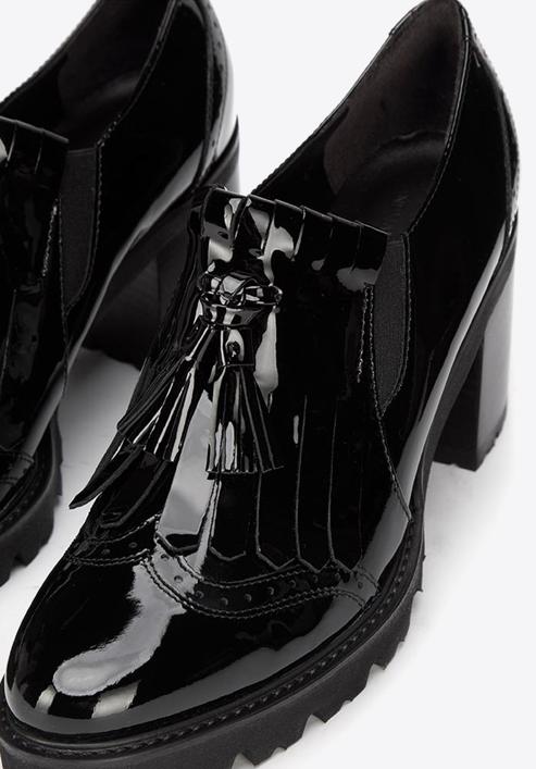Női félcipő lakkbőrből, rugalmas gumival, fekete, 93-D-101-1-41, Fénykép 8
