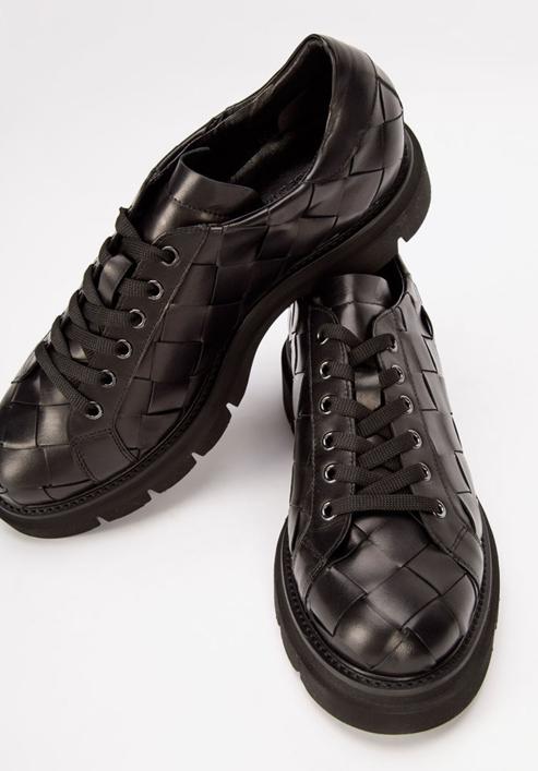 Női fonott bőrcipő, fekete, 93-D-110-1-38_5, Fénykép 8