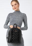 Női hátizsák steppelt ökobőrből geometrikus mintával, fekete, 97-4Y-627-3, Fénykép 15