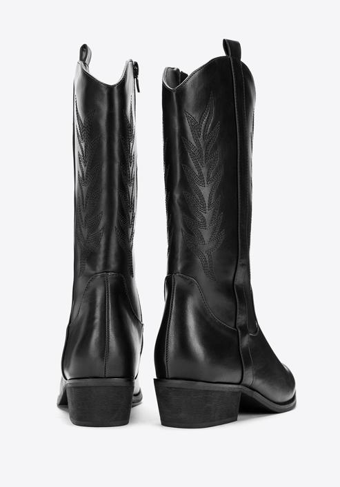 Női hímzett alacsony szárú western csizma, fekete, 97-DP-805-1-40, Fénykép 4
