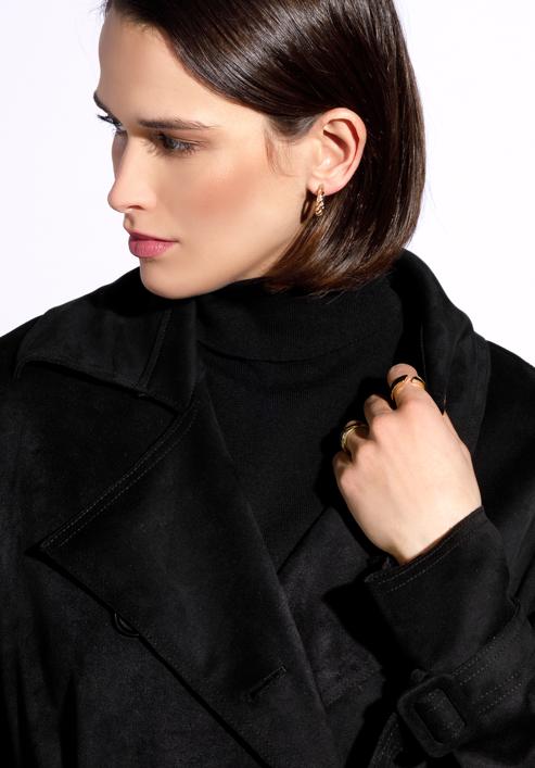 Női  kabát kétsoros varrással, fekete, 96-9P-107-1-S, Fénykép 6