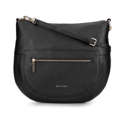 Női kis táska  bőrből vékony övvel, fekete, 93-4E-609-1, Fénykép 1