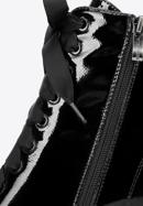 Női lakkbőr magassarkú fűzős bokacsizma, fekete, 95-D-510-1-36, Fénykép 7