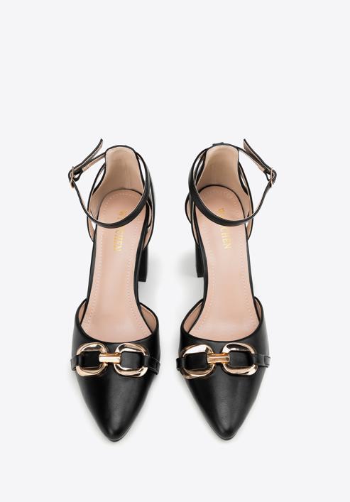 Női magas sarkú cipő dekoratív csattal, fekete, 98-DP-208-P-40, Fénykép 3