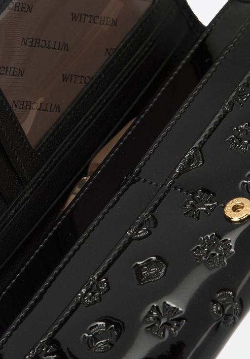 Női monogramos dombornyomott lakkozott bőr pénztárca szalaggal, fekete, 34-1-075-11, Fénykép 4